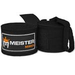 Meister Adult 180" Semi-Elastic Hand Wraps for MMA & Boxing (Pair) - Black