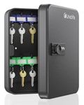 Pawfly 20 Position Key Cabinet with Combination Lock Resettable Black Digital Security Storage Box Steel Key Organizer with Colorful Key Tag Labels Stickers and Hooks