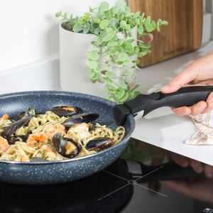 Russell Hobbs Nightfall Stone Frying Pan Set – Non-Stick, 3-Piece, Detachable Handle, Stackable