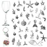 40 pcs Wine Glass Charms, CNYMANY Marine Life Themed Goblet Drink Markers Tags with Buckle Design and Colorful Beads for Wine Cocktail Champagne Tasting Party Favors Decoration Supplies Gifts