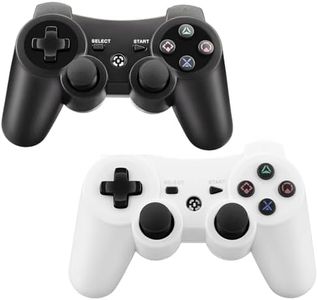 Replacement for PS3 Controller,2 Pack Wireless Controllers for PlayStation 3,Slim,Pro,Dual Shock Remote Control with 6-Axis Motion,Bluetooth Gamepad with 500mAh Battery,Cheap Ideal Gift,Black White