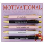 Luwrevc Funny Pens, Motivational Badass Pen Set, Swear Word Daily Pen Set, Daily Ballpoint Pen Set with Black Ink, Funny Inspirational Pens with Sayings for Adult Coworkers Office Supplies (5pcs)