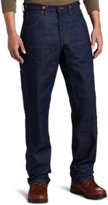 Key Apparel Men's Relaxed Fit Double Front Denim Logger Dungarees, Indigo Blue, 38W x 30L