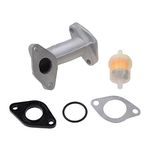 GOOFIT PZ19 Carburetor Metal Intake Manifold Pipe Fuel Filter Gasket Replacement for 4 Stroke 50cc 110cc 125cc Engine Taotao ATV Scooter Moped