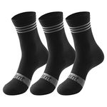 Lalent 3 Pairs Men's Cycling Socks for Mountain Biking, Spinning, Road Cycling & Racing, Compression Breathable Running Trekking Camping Hiking Walking Athletic Crew Socks (Black 3Pairs)