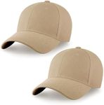 Multi Pack Classic Structured Baseball Cap, Adjustable Snapback - Ball Caps for Custom Embroidery - Running Workouts Outdoor (Khaki, 2)