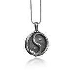 BySilverStone Jewelry Ying Yang and Dragon Unusual Necklace, Oxidized Chinese Mythology Medallion Necklace For Men, Cool Male Ring For Boyfriend, Fantasy Necklace (Oxidized, No Chain), No Chain,