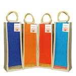 INDOZY Jute Water Bottle Carry Bags | wine holder bag | for men women office gifts | daily use |4 units combo set