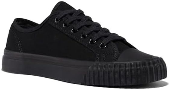PF Flyers 1993 Black Low Top Sneakers for Men and Women, Original Canvas Casual Sneaker, Unisex All Black Shoes, 6 Mens / 7.5 Womens