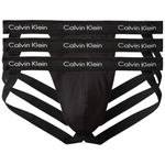 Calvin Klein Men's Cotton Stretch 3-Pack Jock Strap, 3 Black, Small