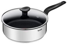 Tefal Primary E3093204 Stainless Steel 24cm Saute Pan with Lid, Non-Stick Pan, Induction Compatible