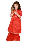 LILPICKS Girls All Over Printed Peplum Kurta Sharara Set (Red) (Size 13-14Y)