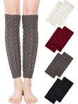 4 Pairs Leg Warmers for Women Winter Knitted Leg Warmers Knit Crochet Long Boot Socks for 80s Sports Party Yoga Accessories, 4 Colors