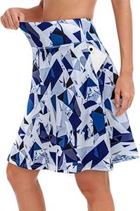 KORALHY 20" Knee Length Skorts Skirts for Women, High Waisted Tennis Athletic Skirt with Zipper Pocket, Geometry, Large
