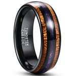 NUNCAD Tungsten Carbide Ring for Men 8mm Tungsten Wedding Band Ring Hawaii Koa Wood Ring Lapis Lazuli Inlay Wedding Rings Engagement Rings Comfort Fit Size Q