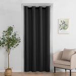 XWZO Door Curtain for Doorway Privacy and Bedroom Windows, 84 Inches Long Blackout and Thermal Insulated Room Divider Doorway Curtain Grommet Top, 1 Panel, W52 X L84, Black