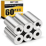 DIYMAG Neodymium Magnets with Hole, Heavy Duty Disc Magnets for Crafts, Tool Storage, Fridge, DIY, Office- Pack of 60