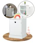 Haus Projekt Kids Bedside Table, 50x33x39cm, Girls Small White Bedside Table For Bedroom, Nursery, Children's Side Table With Storage, Heart Detail, Simple Modern Bedroom Furniture