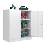 LISSIMO Metal Storage Cabinet, Locker Storage Cabinet with Doors and Adjustable Shelves,Steel Cabinet for Garage, Home, Office and School Assembly Required (White)