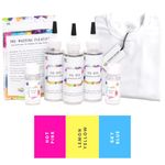 Kadam Tie Dye Kit-Aura | Skin Friendly Tie and Dye kit with White Cotton T-Shirt(Large), 3 Tie Dye Colours, Dye Activator & Colour Fixer | Cold Fabric Dyeing Tie Dye kit for Kids and Adults