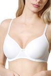 Van Heusen Women T-Shirt Bra - Polyamide Elastane - Plush Back No Slip Strap, Wireless, Padded, Full Coverage, High Stretch_22001_White_38C