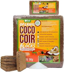 Elixir Gardens 75 Litre x 1 Organic Coco Coir Compost Blocks/Bricks Peat-Free Pre-Washed Compressed | Natural Peat-Free Growing Medium/Potting Soil & Reptile Vivarium Bedding