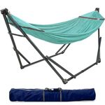 Tranquillo Adjustable Hammock Stand, Collapsible Hammock with Stand, Camping Hammock Stand and 2 Layered Polyester Hammock Net for 2 Persons with Carry Bag, Sky