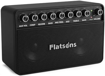 Flatsons 25W Bass Amp, Bass Combo Amplifier for Home Desk Practice | Rechargeable, 3-BAND EQ + MID FREQ, COMP/REVERB, Wireless Backing Tracks, Headphone Jack For Silent Practice, OTG Recording
