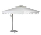 Invezo Aluminium Side Pole Square Garden Umbrella (2.5 x 2.5 sq mtr, White) with 50 kgs Granite Stand- Patio Umbrella/Big Size Outdoor Umbrella/Cantilever Umbrella/Balcony Umbrella