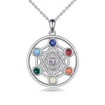 YFN Metatron Cube Necklace Sterling Silver Sacred Geometry Seals of Archangel Angel Pendant 7 Chakra Jewelry Talisman Gifts for Women Men