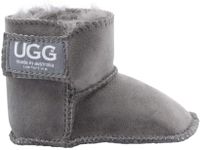 UGG Australian Made, Baby Booties, VELCRO® Brand Fastener Boots for Babies, First Grade Double Face Australian Sheepskin, Comfort Me, Anti-Slip Gripper Sole, Colours Chestnut,Grey, Chocolate X Large 12-18 months GREY