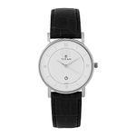 Titan Classic White Dial Analog with Date Leather Strap watch for Men-NS9162SL04