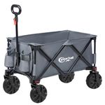 PORTAL Folding Utility Wagon Collapsible Cart with 8 inches Wheels Telescoping Handle for Outdoor Garden and Beach Use