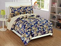 Fancy Collection 8pc Full Size Kids/Teen Army Camouflage Beige Taupe Blue Comforter Set New