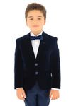 Boys Velvet Slim Fit Hackney Navy Blue Blazer Formal Wedding Dinner Birthday Winter Jacket Age 11 Years UK