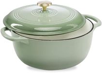 Best Choice Products 6 Quart Enamel Cast-Iron Round Dutch Oven, Family Style Heavy-Duty Pre-Seasoned Cookware for Home, Kitchen, Dining Room, Oven Safe w/Lid, Dual Handles - Sage Green