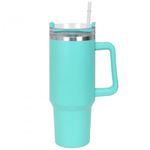 40 oz 1200 ml Travel Mug, Insulated Mug, Thermal Mug with Straw and Handle, Portable Car Cup Tumbler, Double-Walled Stainless Steel Vacuum Insulated Cup for Cold Hot (Mint Green)