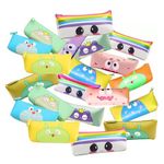 TRU TOYS Silicone Cute Eyes Pencil Pouch Case,School Stationery Eye Embossed Zipper Travel Pouch,School Supplies For Kids,Multi-Purpose Portable Large Capacity Organizer (Pack Of 20)-Multicolor