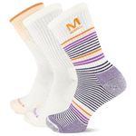 Merrell Men's and Women's Wool Everyday Hiking Socks-3 Pair Pack-Cushioned, Crew - White, Small-Medium