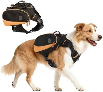 Dog Backpack for Medium & Large Dogs, Detachable Side Bags, Quick-Poop Bag Dispenser | No-Pull Adjustable Harness for Large-Chested Breeds | Non-Slip Handle for Hiking, Walking, Outdoor Adventures（L）