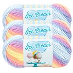 (3 Pack) Lion Brand Yarn Ice Cream Baby Yarn, Parfait