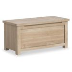 RoselandFurniture Farrow Oak Blanket Box Ottoman Wooden Storage Box | Fully Assembled Large Contemporary Washed Oak Solid Wooden Chest, Trunk or Toy Box for Bedroom, Hallway or Kids Room