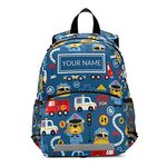 Customized Backpack with Personalized Name Cute Trucks Toddler Backpack for Girls Children Schoolbag With Safety Leash, Cartoon Animals Rescue Vehicles, One Size, Daypack Backpacks