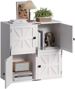 Homkdom DIY 30" W 4 Cube Storage Organizer, Designed Doors Cube, White