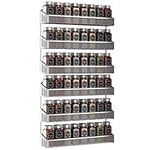 Hanging Spice Racks Wall Mounted 2 Set Large Spice Organizer for Jars Storage Metal Chrome Narrow Wall Mountable Spice Racks for Kitchen Wall Inside Cupboard or Cabinet Doors Silver grey