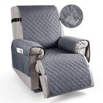 TAOCOCO Recliner Slipcovers,100% Waterproof Recliner Chair Covers with Pockets,Sofa Slipcover for Recliner Chair,Chair Non Slip Cover for Pets/Kids with Elastic Strap (Dark Grey, Triple Non-slip)