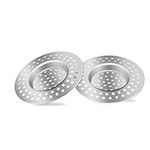 2pcs Kitchen Bathroom Sink Strainer, Stainless Steel Drain Filter, Bath Drain Protector, Shower Drain Cover Hair Trap Catcher Stopper Plug, 2.95 Inch/7.5cm Outer Diameter