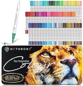 Hethrone Dual Tip Brush Pens, Dual Tip Marker Pens Water Based Ink for DIY Coloring Book, Sketching, Painting, Drawing, Manga Fashion Design White