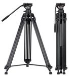 Cayer BV30L Video Tripod System, 184cm Professional Heavy Duty Aluminum Twin Tube Tripod, K3 Fluid Head, Mid-Level Spreader, Max Loading 6kg, DSLR Camcorder, Plus 1 Bonus Quick Release Plate