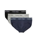 Calvin Klein Men's Cotton Stretch 3-Pack Hip Brief, Black, Speakeasy, Grey Heather, Large